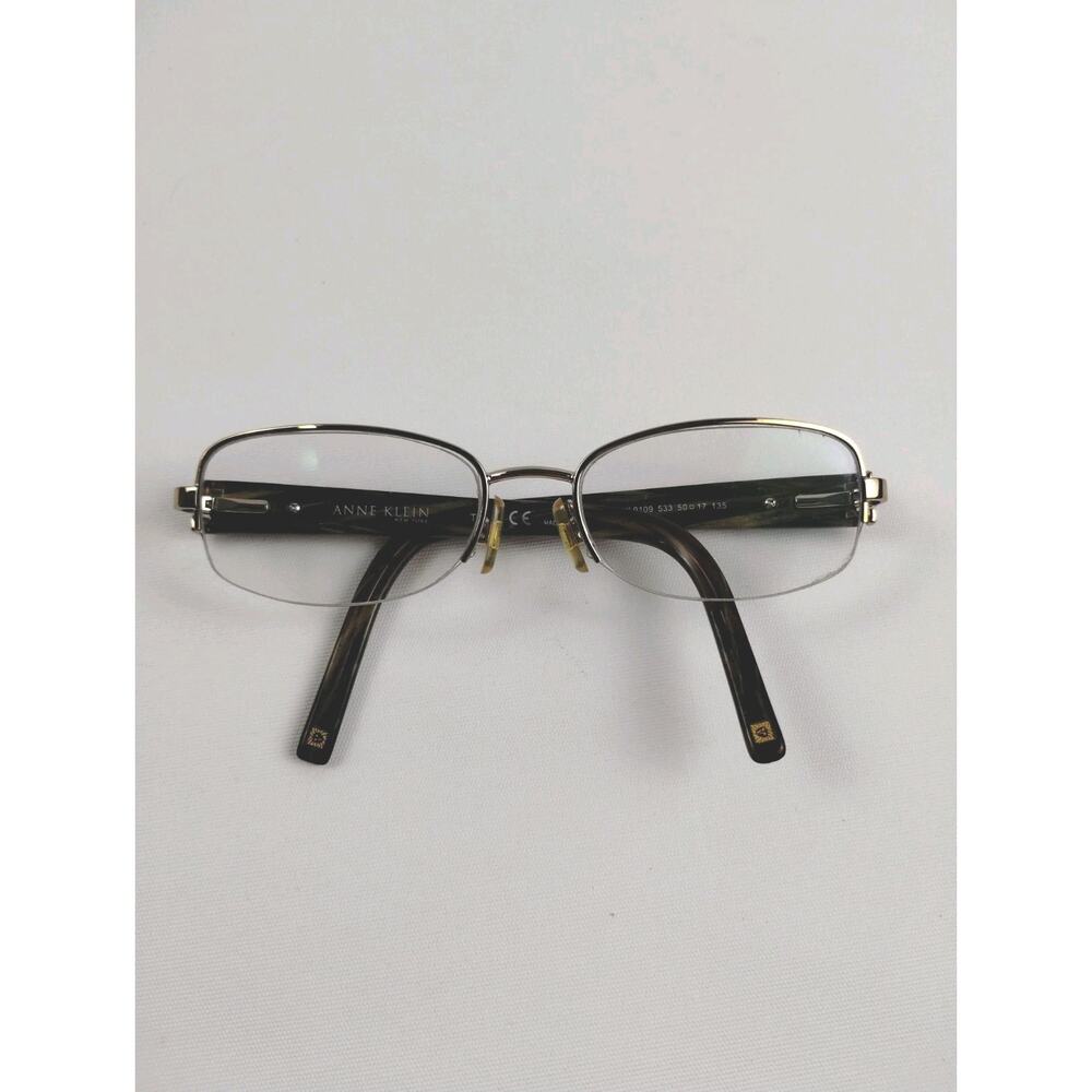 Anne Klein Eyeglasses Frame AK9109 533 50-17-135 Brown/Gold Half Rimless